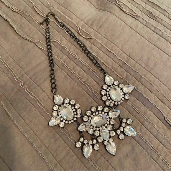 Large Vintage Style Diamond Statement Necklace - Picture 1 of 4